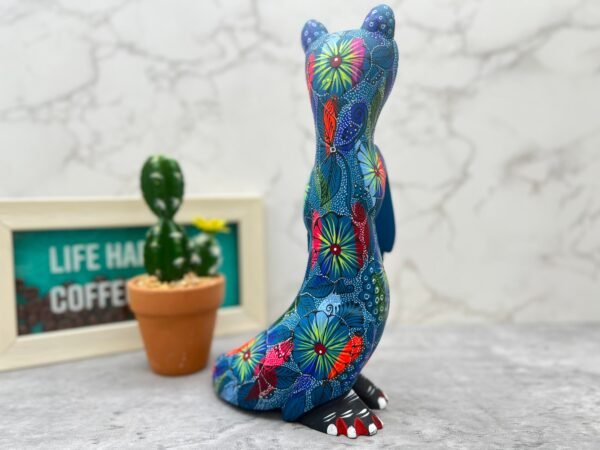 Cat Statue Mexican Folk Art Alebrije Sculpture, Wooden As Mexican Decoration Figurine, Made Of Wood And Carved By Hand - Image 5