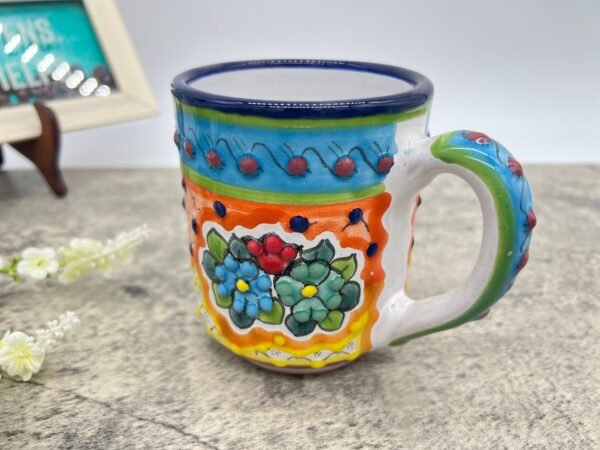 Cappuccino Cup, Frida Mexican Coffee Mug, Puebla Talavera Pottery, Ceramic Thermos, Handmade Lead-Free Includes Lid, Custom Available - Image 3