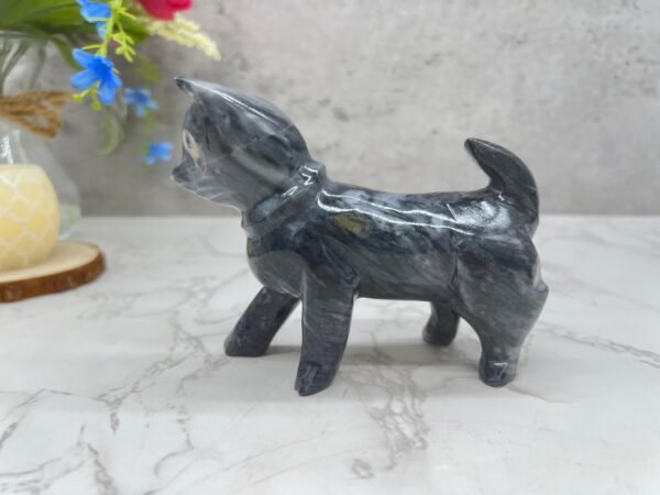 Marble Cat statue, Cat figurine, Stone cat sculpture, Cat carving, Gray  cat figurine, Carved stone animal - Image 3