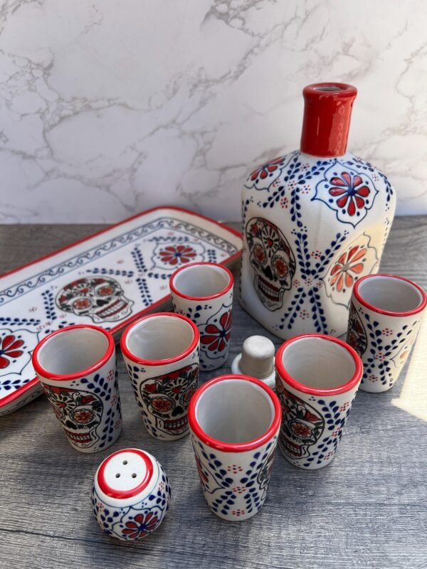 Tequila, Shot glass set, Tequila Guadalajara Or Mezcal Talavera Puebla  High Quality Pottery, Fathers day gift, Handcrafted in Mexico, 9 pzs - Image 6