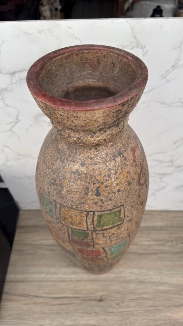 Pre-Hispanic Clay Vase, Handmade Terracotta Flower Pot, Pottery from Metepec Estado de Mexico Rustic Tribal Decor, Aztec Style Home Accent - Image 3