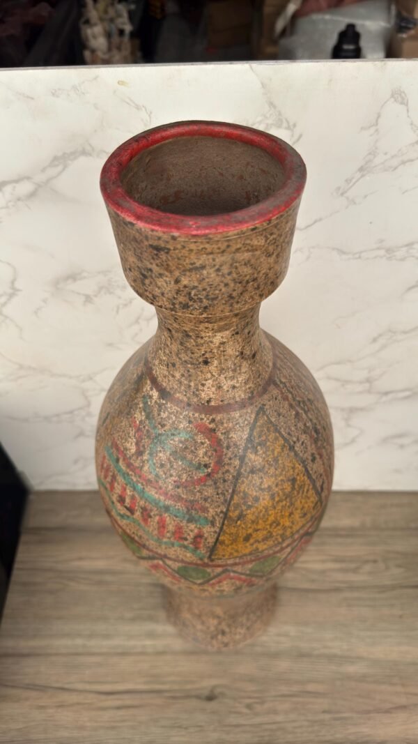 Pre-Hispanic Clay Vase, Handmade Terracotta Flower Pot, Pottery from Metepec Estado de Mexico Rustic Tribal Decor, Aztec Style Home Accent - Image 4