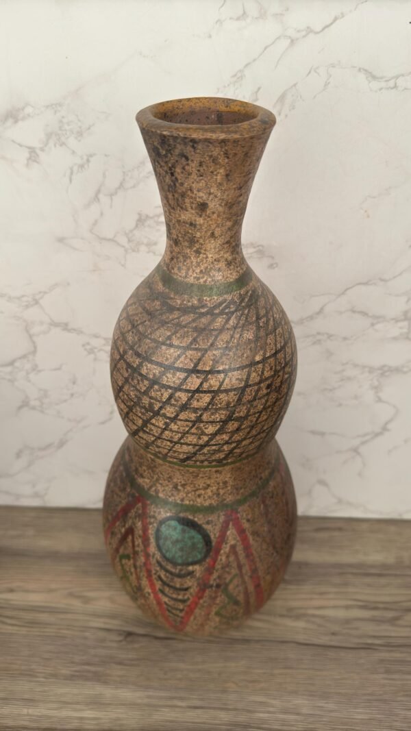 Pre-Hispanic Clay Vase, Handmade Terracotta Flower Pot, Pottery from Metepec Estado de Mexico Rustic Tribal Decor, Aztec Style Home Accent - Image 3