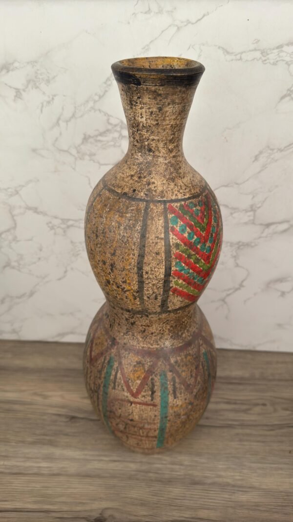Pre-Hispanic Clay Vase, Handmade Terracotta Flower Pot, Pottery from Metepec Estado de Mexico Rustic Tribal Decor, Aztec Style Home Accent - Image 3