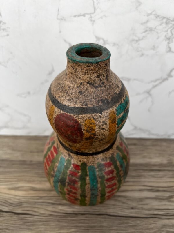 Pre-Hispanic Clay Vase, Handmade Terracotta Flower Pot, Pottery from Metepec Estado de Mexico Rustic Tribal Decor, Aztec Style Home Accent - Image 3