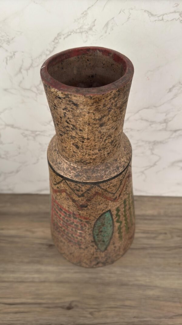 Pre-Hispanic Clay Vase, Handmade Terracotta Flower Pot, Pottery from Metepec Estado de Mexico Rustic Tribal Decor, Aztec Style Home Accent - Image 3