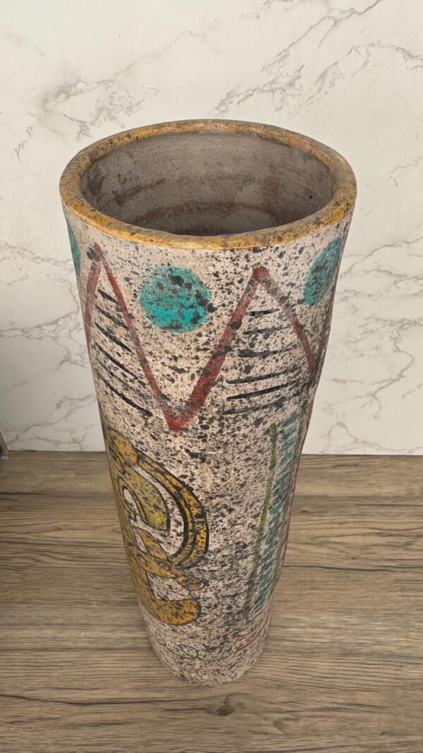 Pre-Hispanic Clay Vase, Handmade Terracotta Flower Pot, Pottery from Metepec Estado de Mexico Rustic Tribal Decor, Aztec Style Home Accent - Image 3