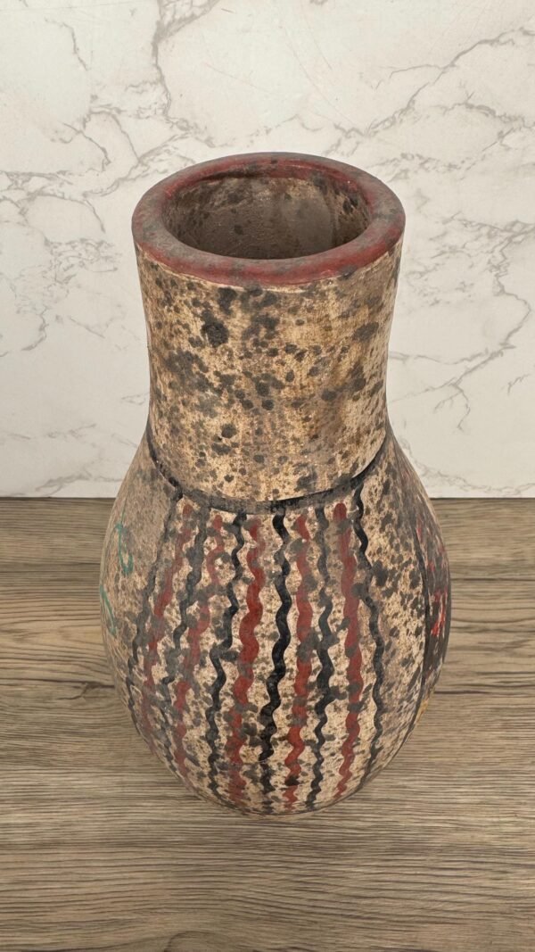 Pre-Hispanic Clay Vase, Handmade Terracotta Flower Pot, Pottery from Metepec Estado de Mexico Rustic Tribal Decor, Aztec Style Home Accent - Image 3