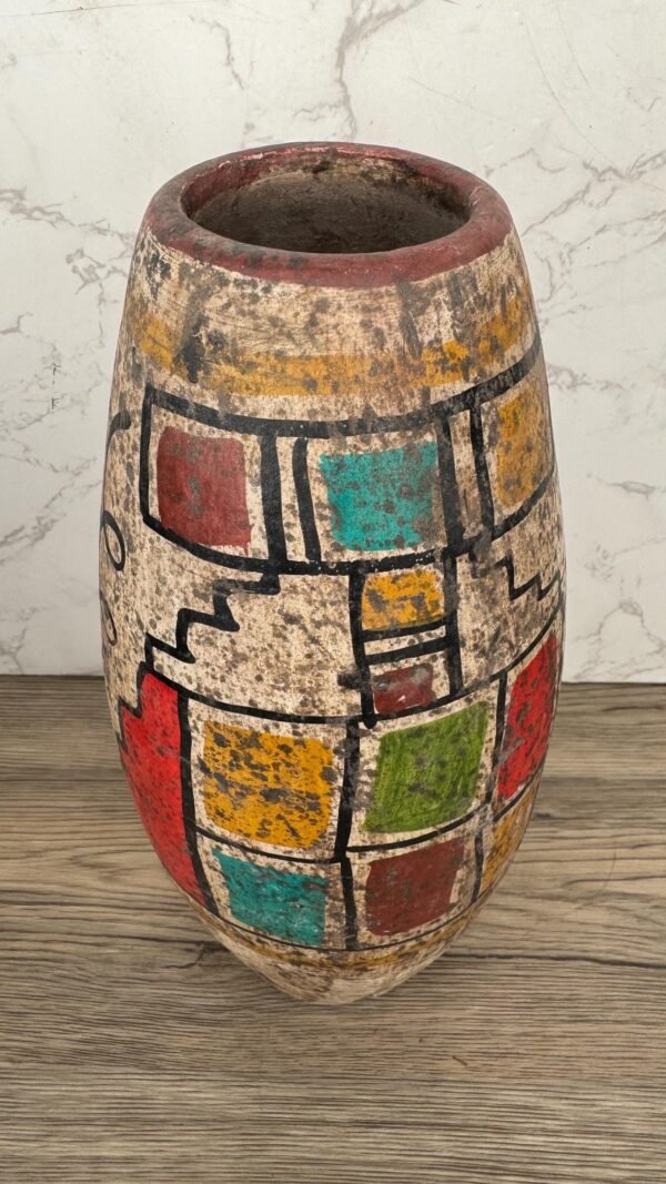 Pre-Hispanic Clay Vase, Handmade Terracotta Flower Pot, Pottery from Metepec Estado de Mexico Rustic Tribal Decor, Aztec Style Home Accent - Image 3