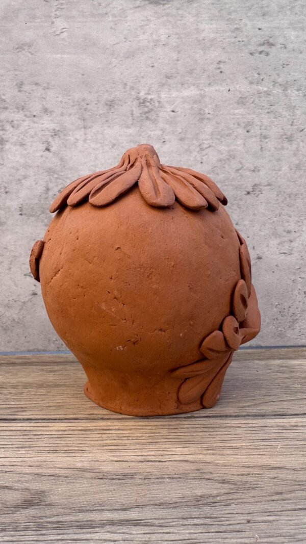 Day of the Dead Skull, Mexican Clay Calavera, Handmade Terracotta Skull, Folk Art from Michoacán, Handcrafted Día de Muertos Home Decor - Image 4