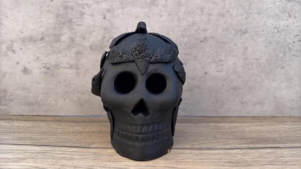 Day of the Dead Skull, Mexican Clay Calavera, Handmade Terracotta Skull, Folk Art from Michoacán, Handcrafted Día de Muertos Home Decor - Image 3