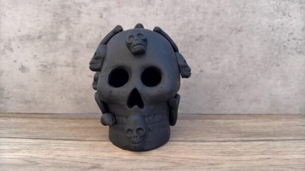 Day of the Dead Skull, Mexican Clay Calavera, Handmade Terracotta Skull, Folk Art from Michoacán, Handcrafted Día de Muertos Home Decor - Image 3