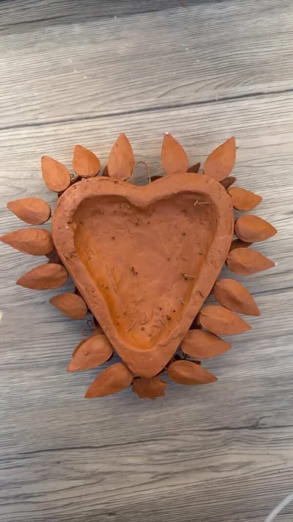 Mexican Heart Wall Art – Clay Heart Tree of Life – Rustic Wall Hanging – Handmade Floral Heart Decor – Michoacan Mexican Folk Art Sculpture - Image 4
