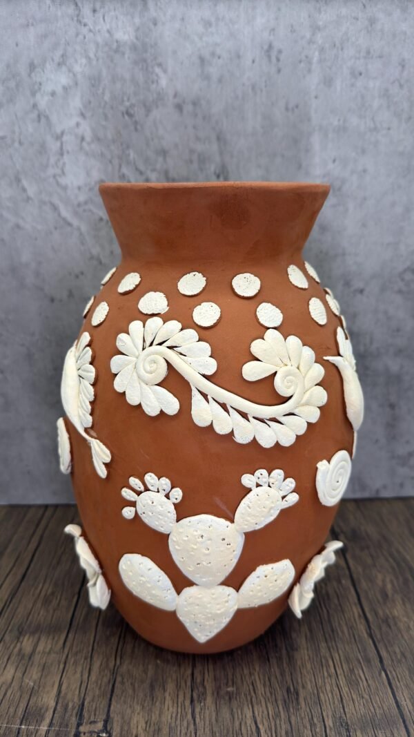 Embroidered Clay Vase From Oaxaca México Home Decor Handcrafted Jarron Barro Bordado Oaxaca Handmade Unique Designs From Artisans - Image 3