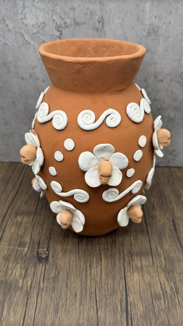 Embroidered Clay Vase From Oaxaca México Home Decor Handcrafted Jarron Barro Bordado Oaxaca Handmade Unique Designs From Artisans - Image 3