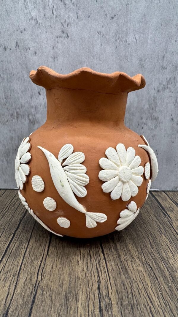 Embroidered Clay Vase From Oaxaca México Home Decor Handcrafted Jarron Barro Bordado Oaxaca Handmade Unique Designs From Artisans - Image 3