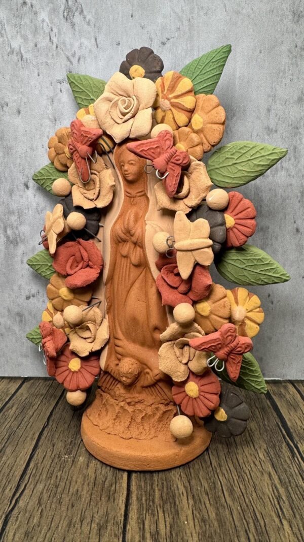 Virgin Mary Handmade Clay Piece, Virgen de Guadalupe  Mexican Decoration, Mary Virgin Sculpture, Metepec Estado de México Virgencita - Image 3
