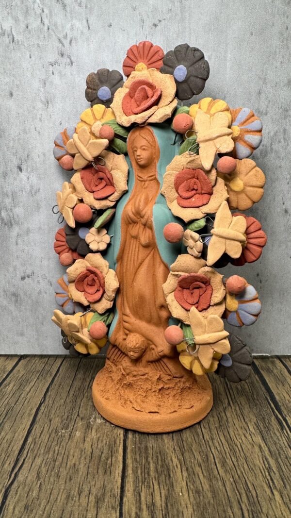 Virgin Mary Handmade Clay Piece, Virgen de Guadalupe  Mexican Decoration, Mary Virgin Sculpture, Metepec Estado de México Virgencita - Image 3