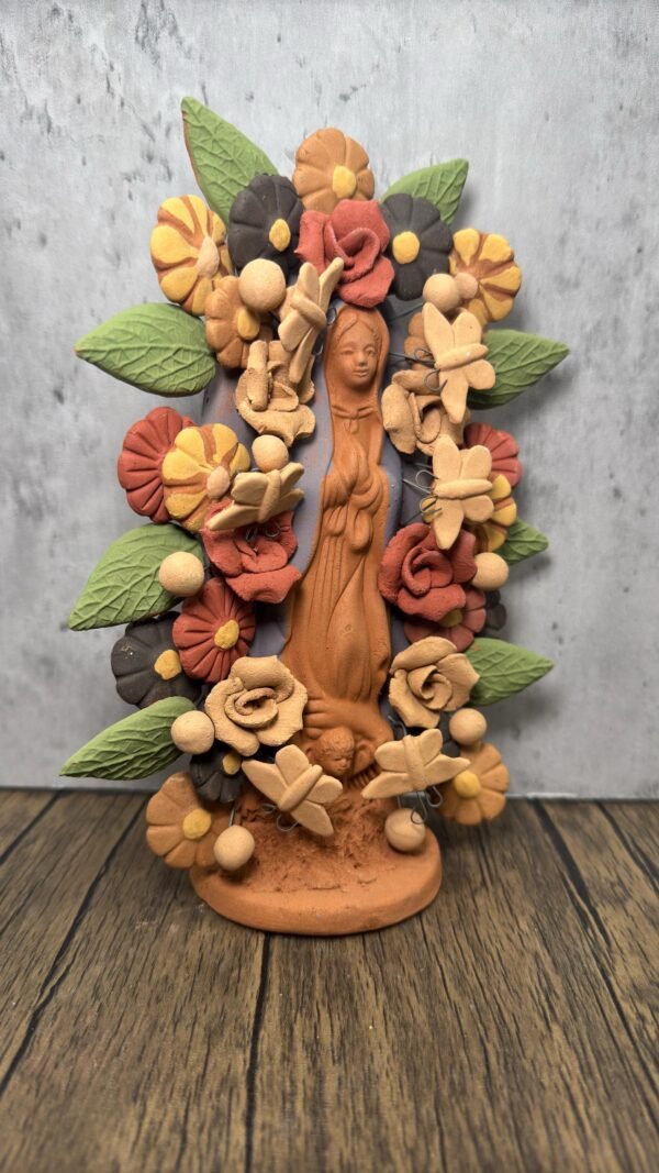 Virgin Mary Handmade Clay Piece, Virgen de Guadalupe  Mexican Decoration, Mary Virgin Sculpture, Metepec Estado de México Virgencita - Image 3