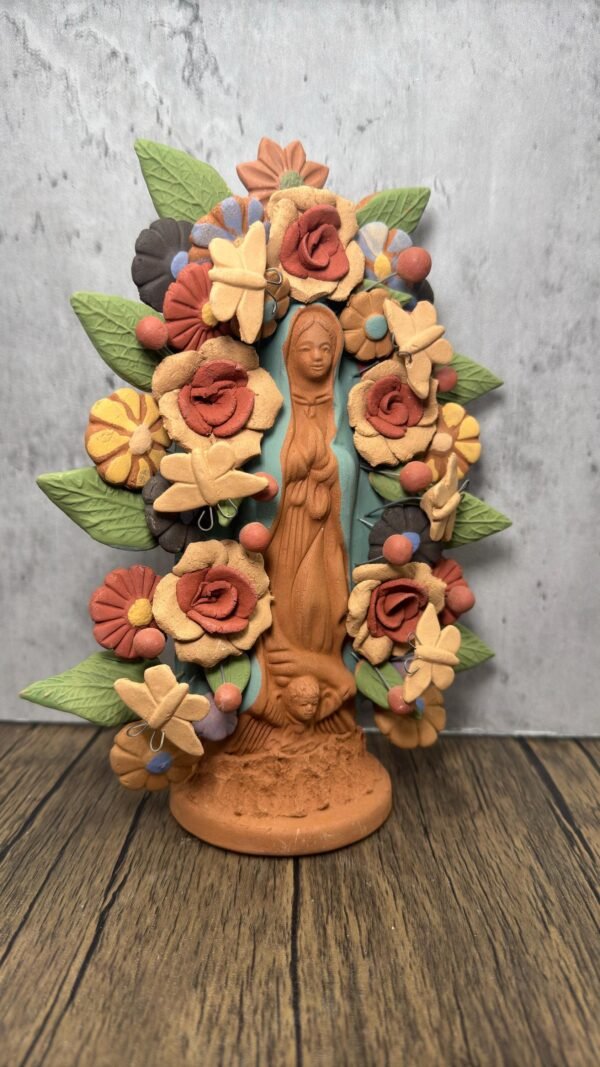 Virgin Mary Handmade Clay Piece, Virgen de Guadalupe  Mexican Decoration, Mary Virgin Sculpture, Metepec Estado de México Virgencita - Image 3