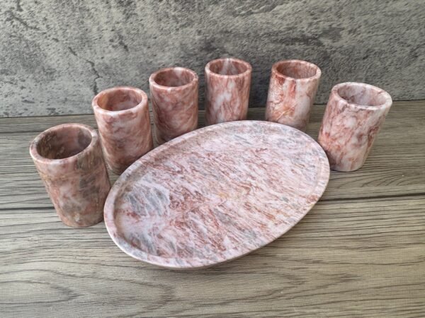 Luxury Pink Tequila Shot Glass, Puebla Marble Stone Mexican Shot Glasses, Unique Shot Glasses As Father's Day Gift,  Tequila Set Of 7 Pieces - Image 3
