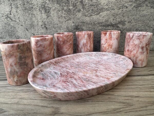 Luxury Pink Tequila Shot Glass, Puebla Marble Stone Mexican Shot Glasses, Unique Shot Glasses As Father's Day Gift,  Tequila Set Of 7 Pieces - Image 4