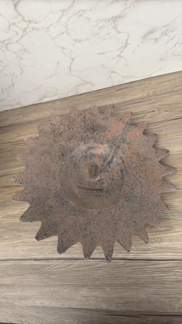 Handmade Clay Sun Face Wall Decor, Rustic Terracotta  Art, Smiling Sun Sculpture, Boho Outdoor Patio Accent, Folk Art Sunburst Wall Hanging - Image 3