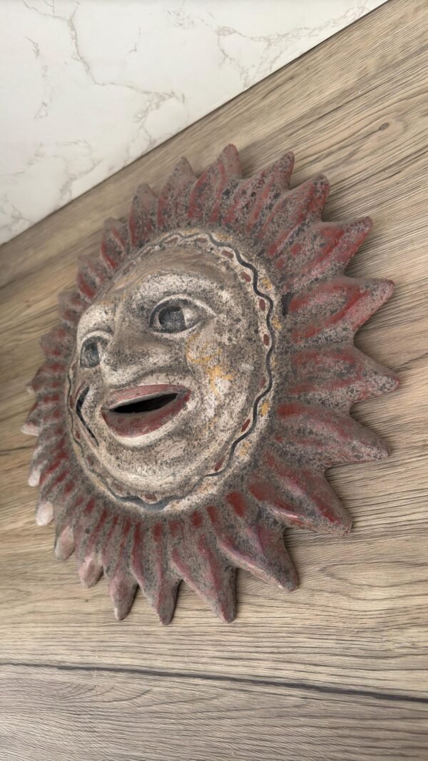 Handmade Clay Sun Face Wall Decor, Rustic Terracotta  Art, Smiling Sun Sculpture, Boho Outdoor Patio Accent, Folk Art Sunburst Wall Hanging - Image 5