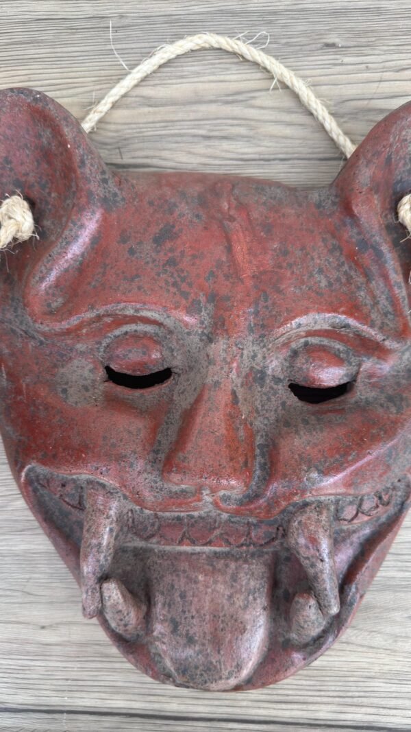 Jaguar Clay Mask, Handmade Mexican Wall Decor, Tribal Animal Art, Rustic Ceramic Sculpture, Pre-Hispanic Inspired Piece - Image 4