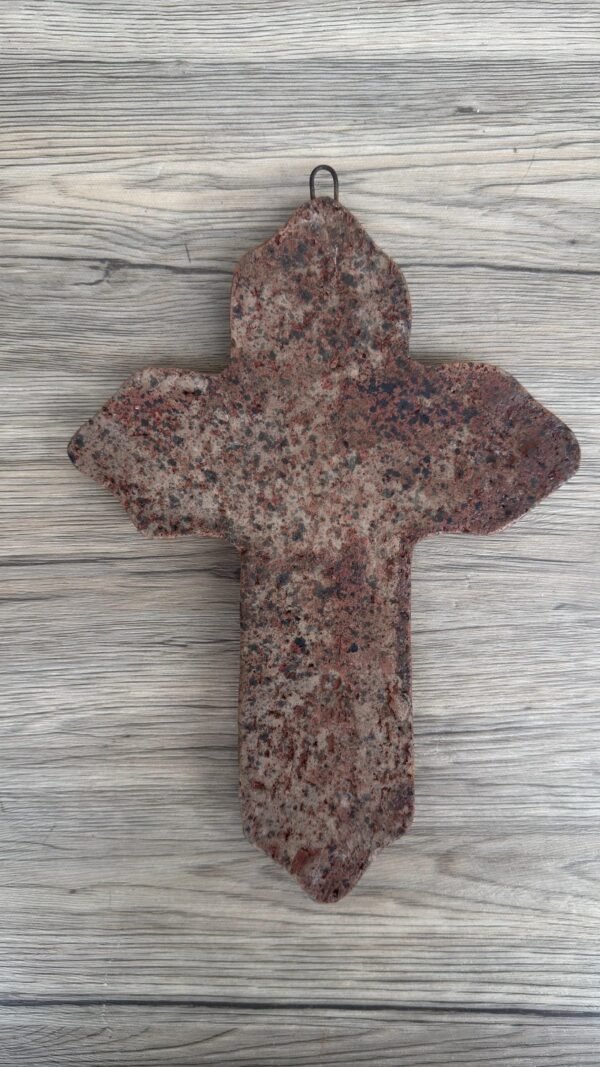 Rustic Clay Cross Wall Decor, Handmade Mexican Ceramic Cross, Spiritual Home Decor Artisanal Pottery, Aged Terracotta Wall Cross Altar Piece - Image 4