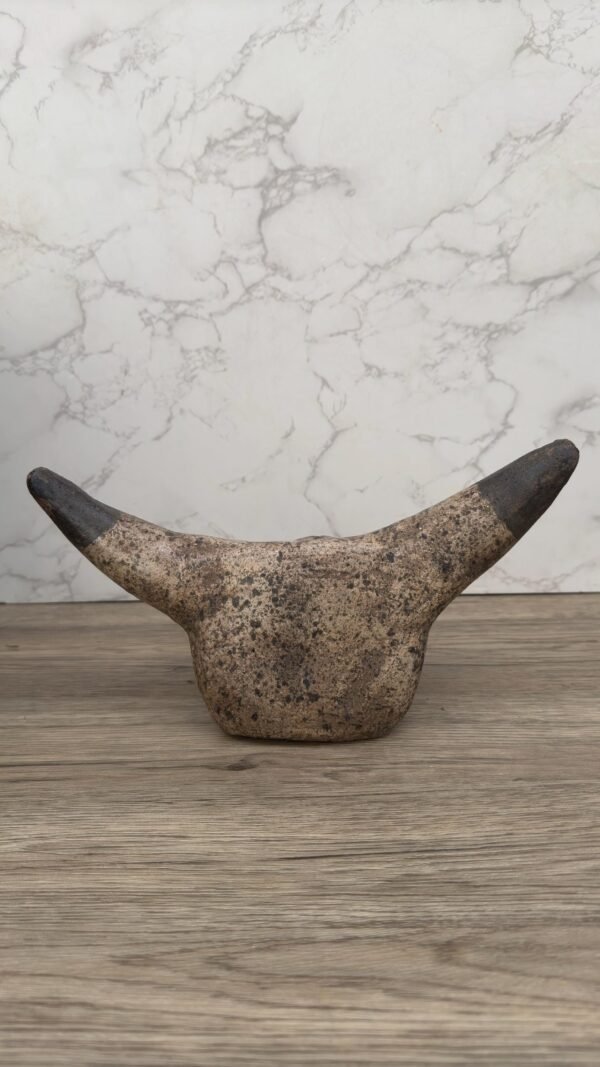 Rustic bull skull wall decor, handmade ceramic cow skull, Mexican clay wall art, vintage cattle skull sculpture, western farmhouse accent - Image 5