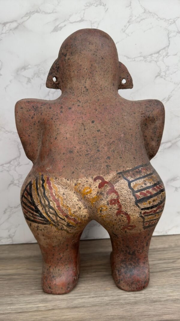 Mayan Sculpture, Handmade Clay Figure, Feathered Headdress Statue, Pre-Columbian Art, Indigenous Mexican Pottery, Rustic Terracotta Figurine - Image 3