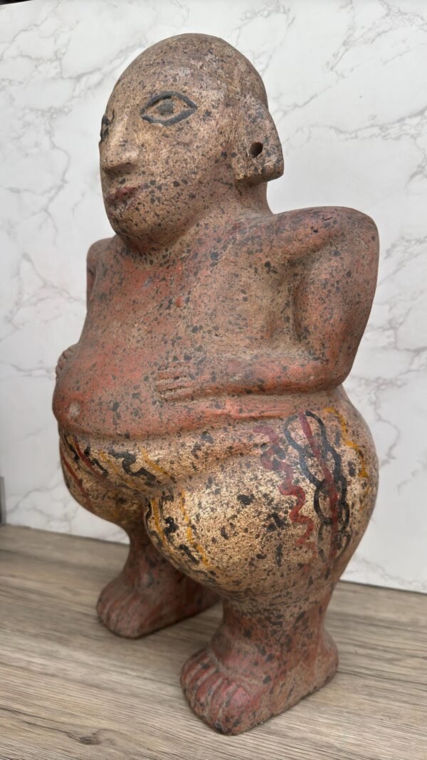 Mayan Sculpture, Handmade Clay Figure, Feathered Headdress Statue, Pre-Columbian Art, Indigenous Mexican Pottery, Rustic Terracotta Figurine - Image 4