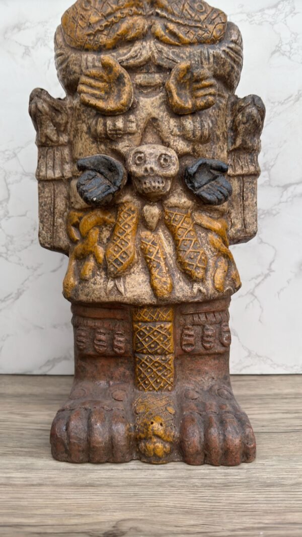 Coatlicue Sculpture, Aztec Goddess Statue, Handmade Clay Figure, Pre-Columbian Art, Mother Earth Deity, Mesoamerican Terracotta Skull - Image 3