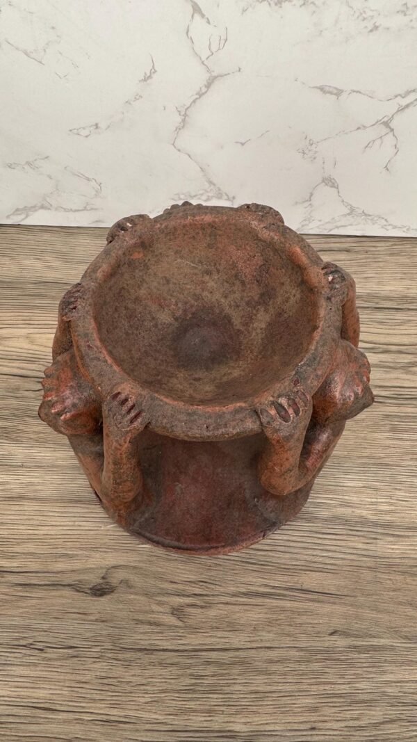 Circle of Friends Sculpture, Handmade Clay Art from Metepec Mexico, Terracotta Friendship Pot, Rustic Group Dance Figurine, Mexican Folk Art - Image 3