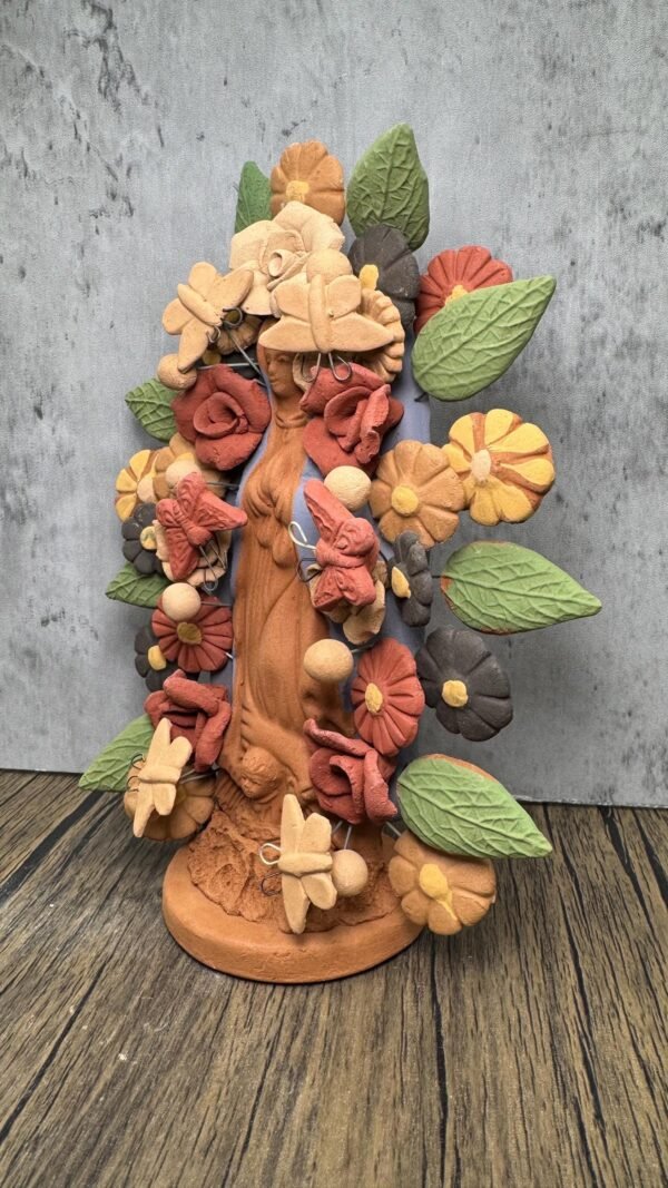 Virgin Mary Handmade Clay Piece, Virgen de Guadalupe  Mexican Decoration, Mary Virgin Sculpture, Metepec Estado de México Virgencita - Image 3