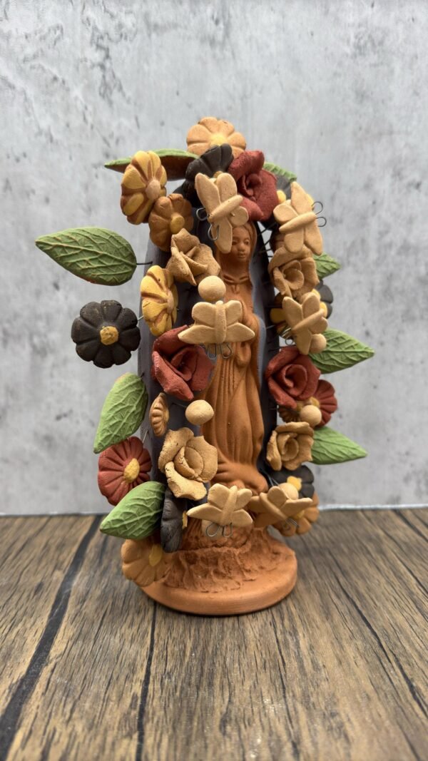 Virgin Mary Handmade Clay Piece, Virgen de Guadalupe  Mexican Decoration, Mary Virgin Sculpture, Metepec Estado de México Virgencita - Image 3