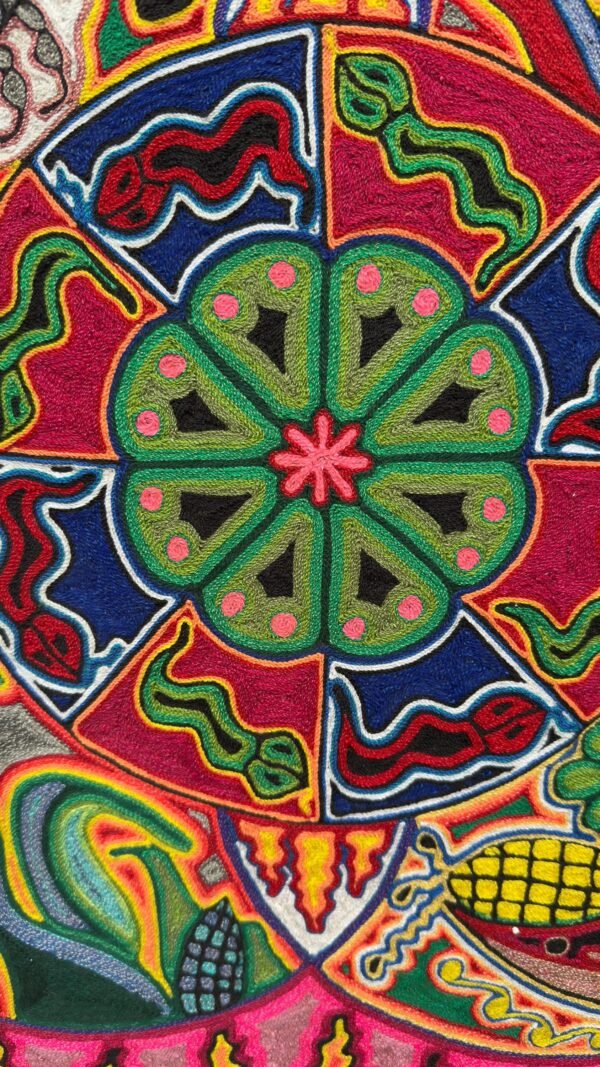Huichol Yarn Art Deer Peyote Sun Mandala Mexican Folk Art Handmade Wixarika Spiritual Wall Decor Sacred Visionary Indigenous Mexico - Image 7