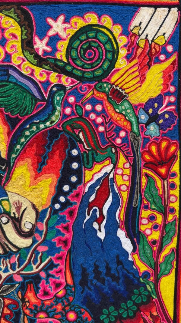 Huichol Yarn Art Earth Vision Spiritual Cosmic Hands Mexican Folk Art Handmade Wixarika Decor Peyote Deer Sacred Indigenous Mexico - Image 7