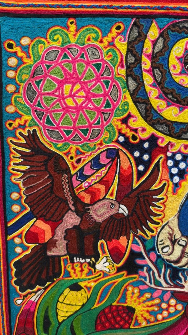 Huichol Yarn Art Earth Vision Spiritual Cosmic Hands Mexican Folk Art Handmade Wixarika Decor Peyote Deer Sacred Indigenous Mexico - Image 9