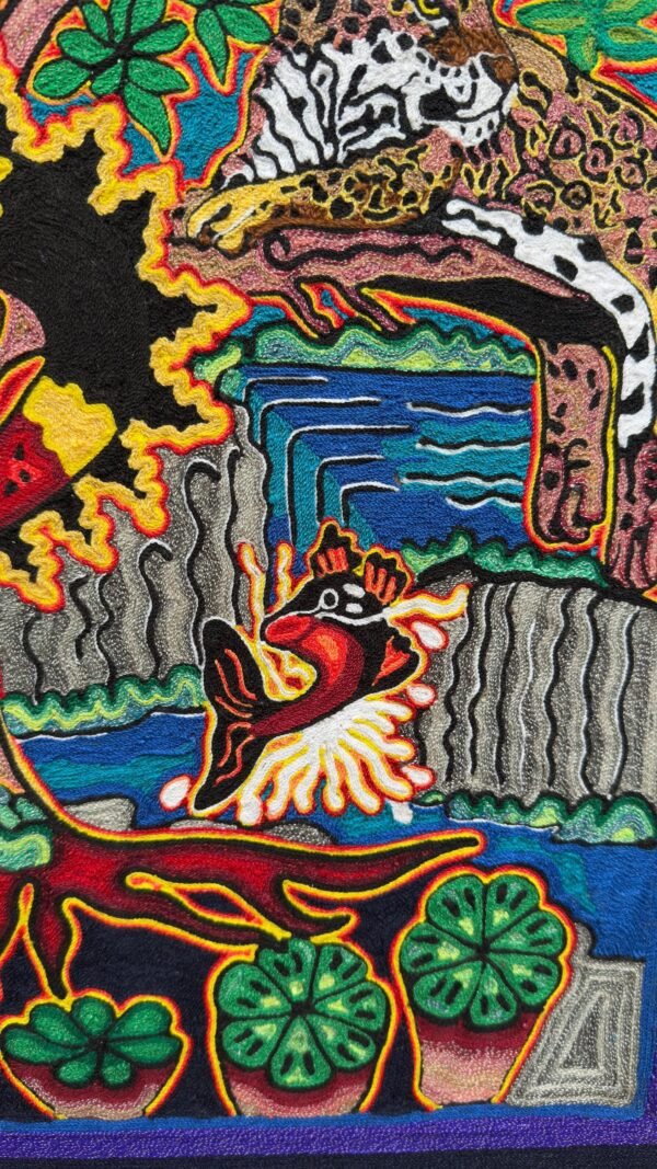 Huichol Yarn Art Jaguar Tree of Life Mexican Folk Art Sacred Vision Handmade Wall Art Spiritual Decor Wixárika Art Nayarit Mexico - Image 7