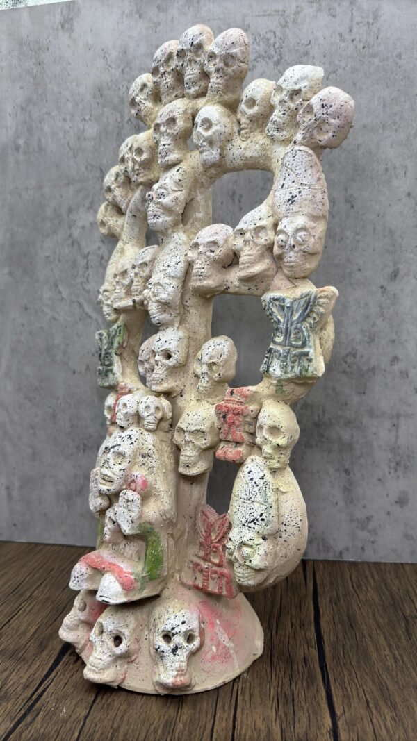 Mictlan Large Tree Of Death Clay Sculpture of Mictlantecuhtli, Aztec God of Death Folk Art, Pre-Hispanic Skeleton Figure, Day of the Dead - Image 3