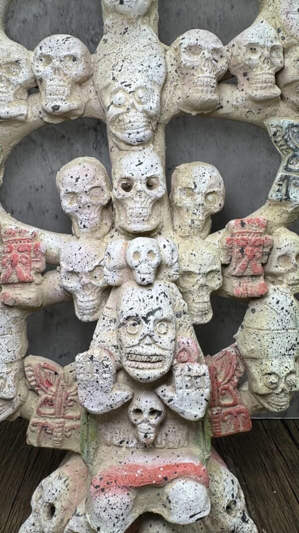 Mictlan Large Tree Of Death Clay Sculpture of Mictlantecuhtli, Aztec God of Death Folk Art, Pre-Hispanic Skeleton Figure, Day of the Dead - Image 4