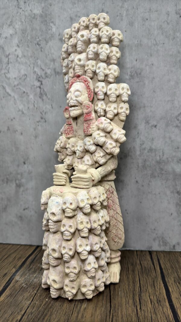 Mictlan  Mexican Clay Sculpture of Mictlantecuhtli, Aztec God of Death Folk Art, Pre-Hispanic Skeleton Figure, Day of the Dead - Image 3