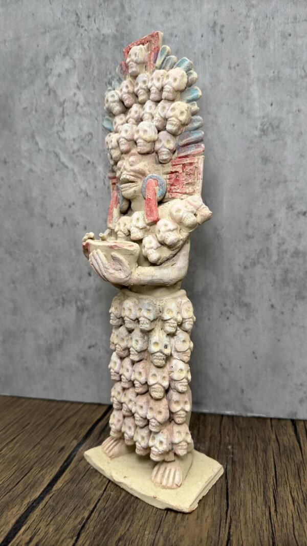 Mictlan  Mexican Clay Sculpture of Mictlantecuhtli, Aztec God of Death Folk Art, Pre-Hispanic Skeleton Figure, Day of the Dead - Image 3