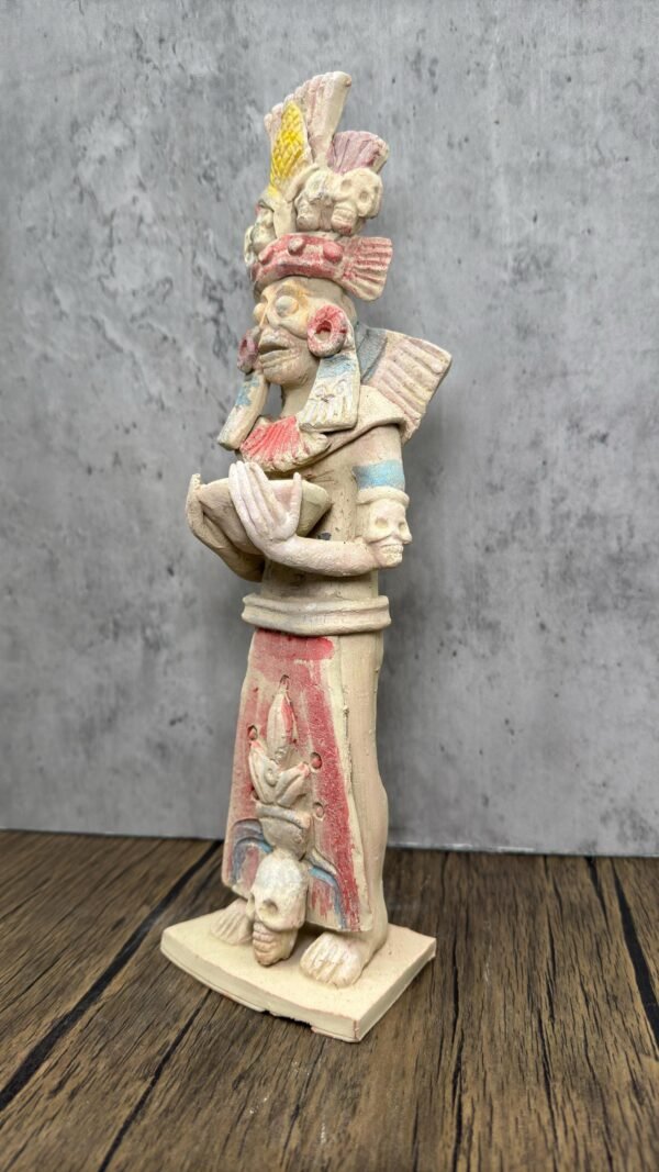 Mictlan  Mexican Clay Sculpture of Mictlantecuhtli, Aztec God of Death Folk Art, Pre-Hispanic Skeleton Figure, Day of the Dead - Image 3