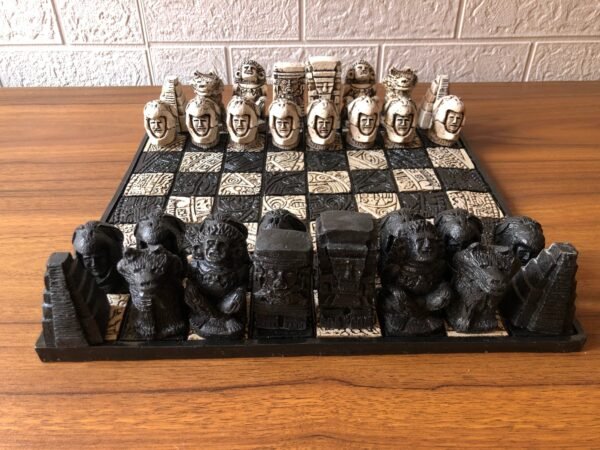 Chess set 12.59” x 12.59”, Resin Chess set in black and white, Chess set handmade, Soviet chess set, Mexican chess - Image 2
