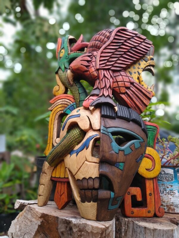 Prehispanic Wooden mask, Mayan culture, Mexican wall art, Hand carved ASK FOR CUSTOMIZE