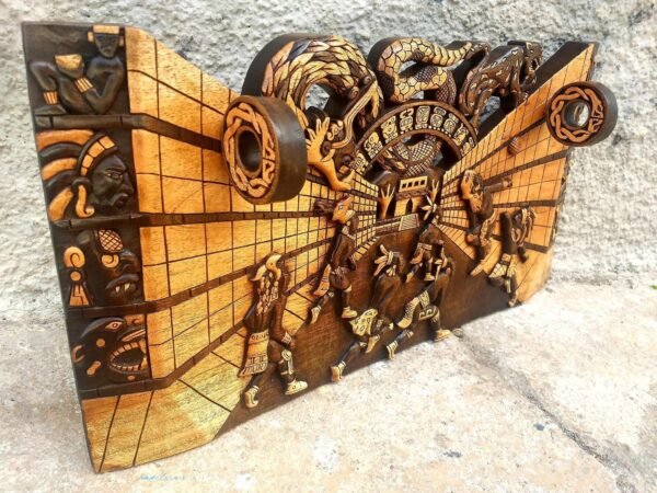 Mayan wall decor, Mexican painting, Quetzalcoatl, Prehispanic, Wood carving, Handcrafted - Image 2