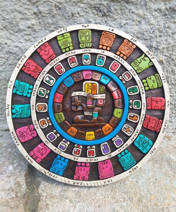 Prehispanic Mayan Art, Mayan calendar, Mexican painting, Wood carving, Handcrafted ASK FOR CUSTOMIZE - Image 2